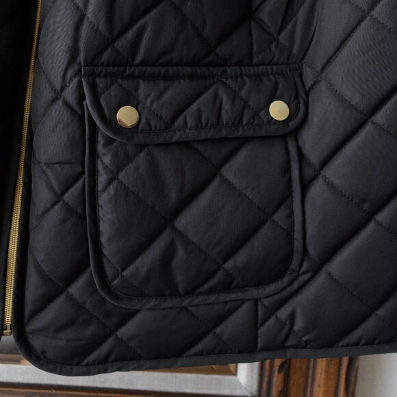 NWT St. John’s Bay Black Quilted Vest Size 1X Gold Zip Front Snap Pockets - Picture 5 of 6